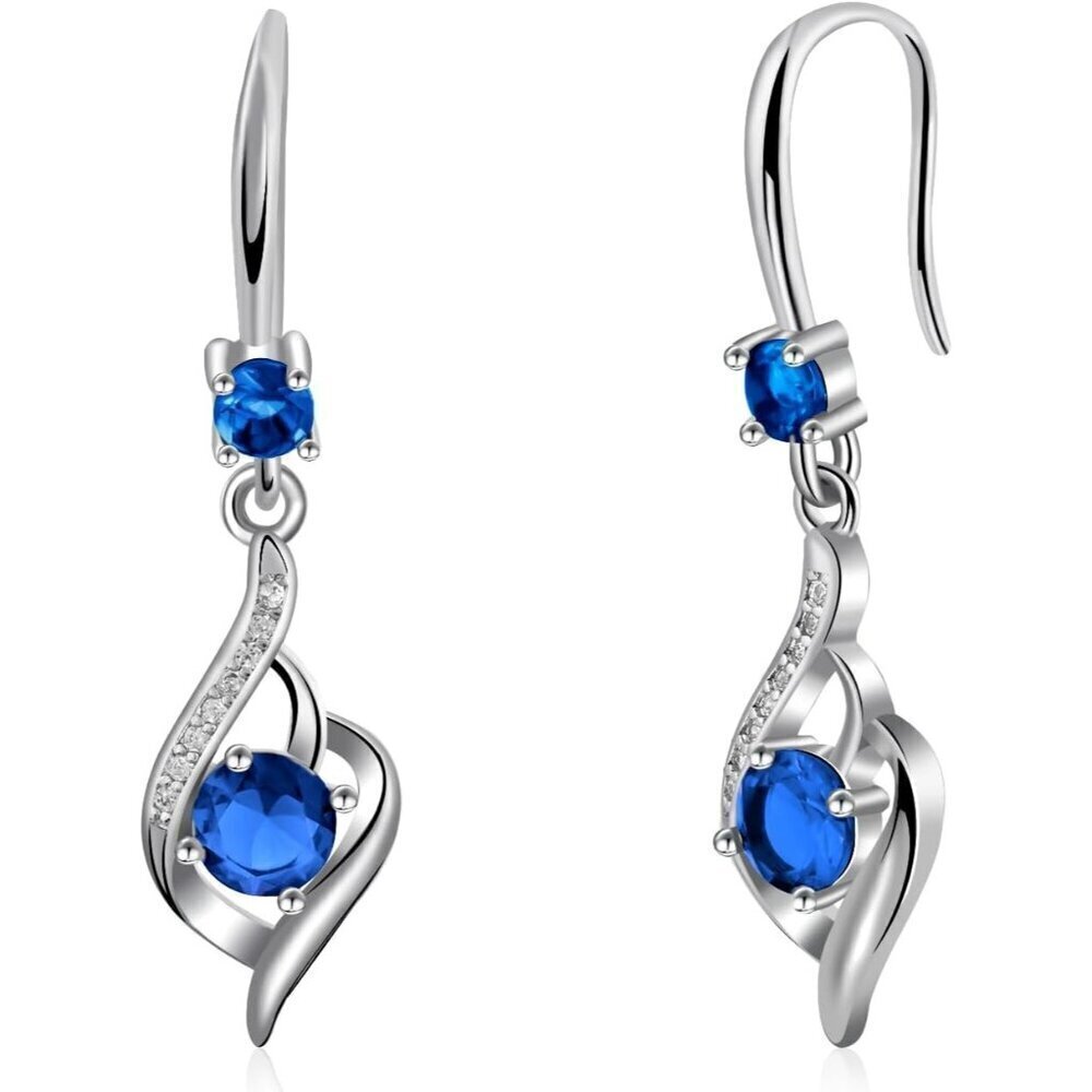 🆕 Women Silver Crystal Dangle Earrings Sterling Heart-Shaped Birthstone Jewelry
